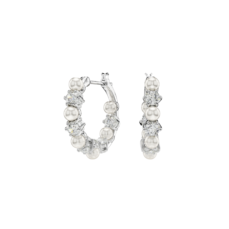 Matrix Earrings Pearl Hoop White - SS Box image number null