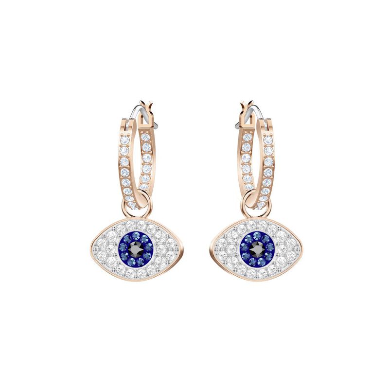 Duo Evil Eye Hoop Pierced Earrings image number null