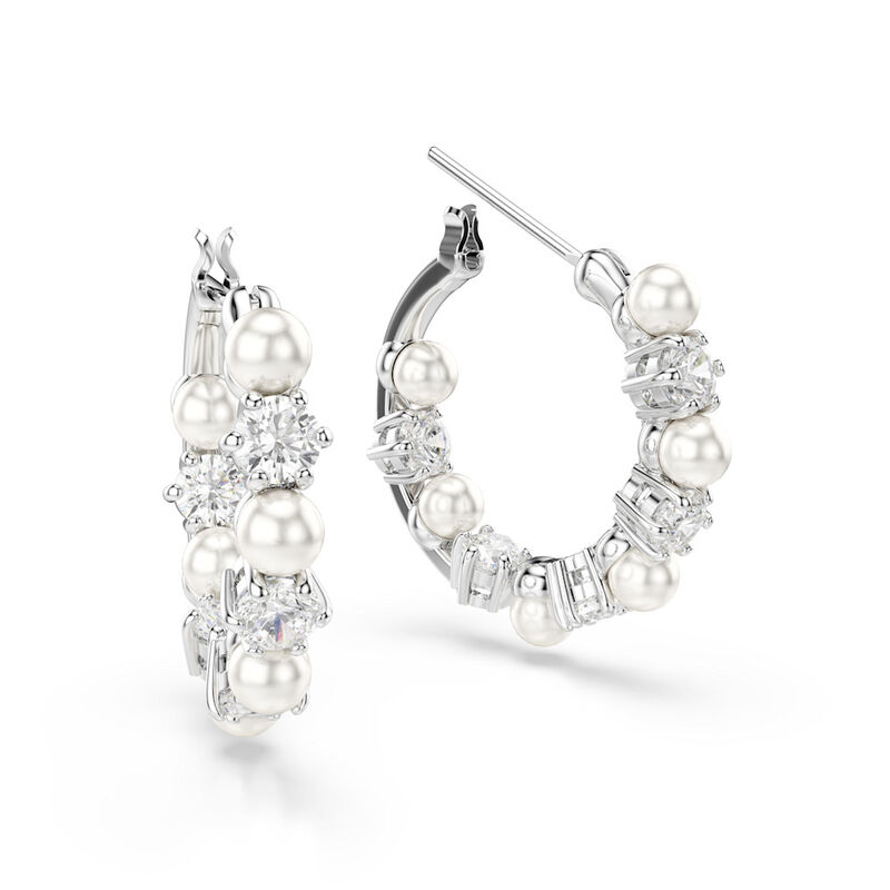 Matrix Earrings Pearl Hoop White - SS Box image number null