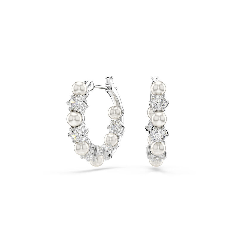 Matrix Earrings Pearl Hoop White - SS Box image number null
