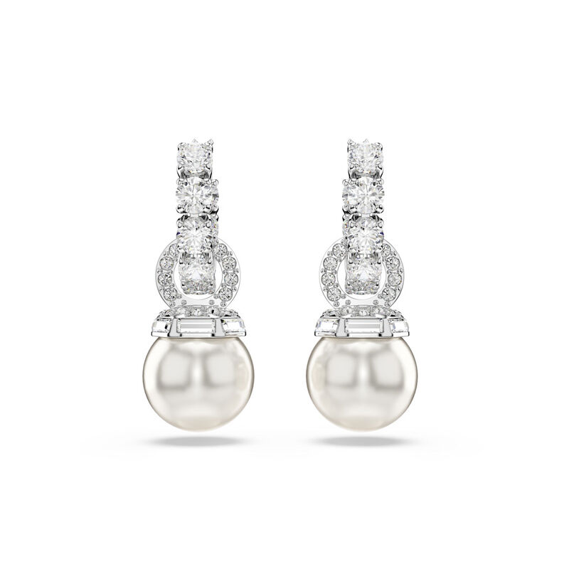 Matrix Earrings Pearl White Rhodium - SS Box image number null